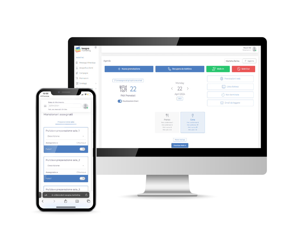 interfaccia agenda prenotazioni digitali e collaboratore