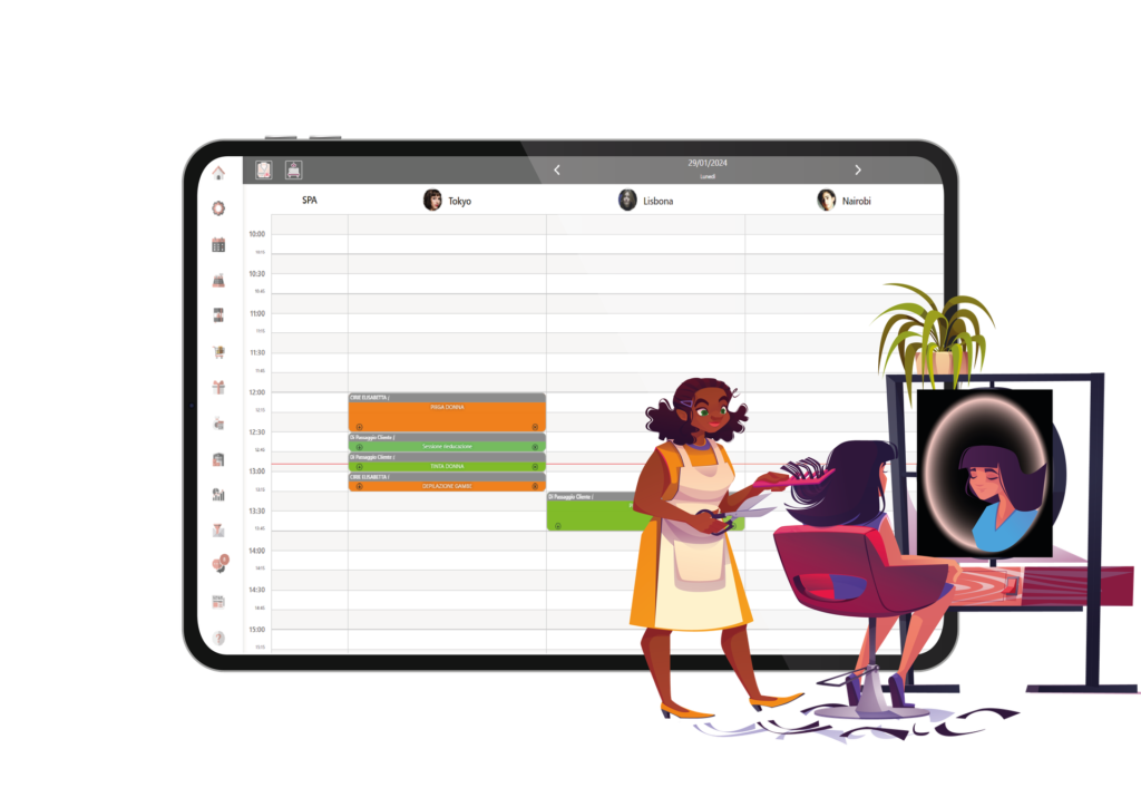 Interfaccia prenotazione del gestionale per il settore beauty
