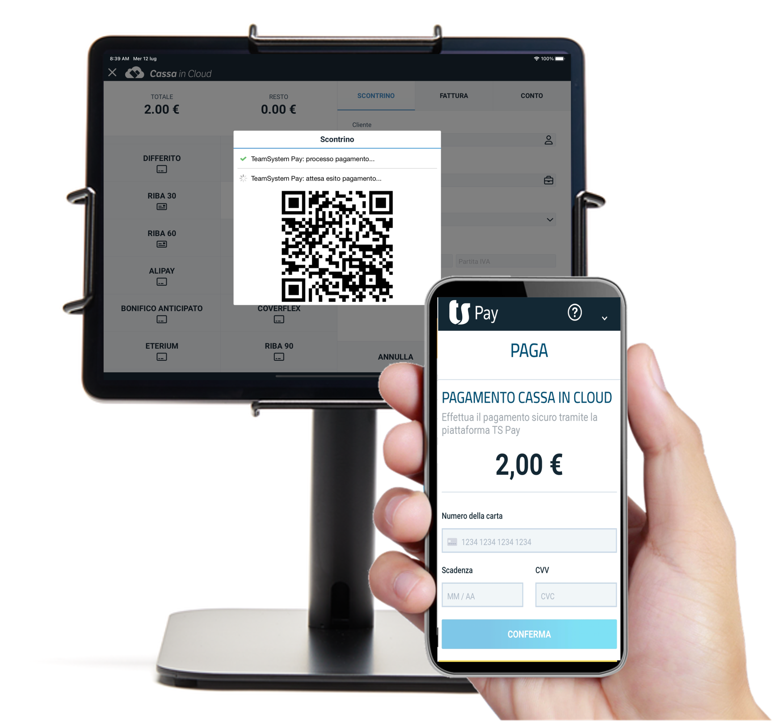 Interfaccia pagamento digitale tramite QR code